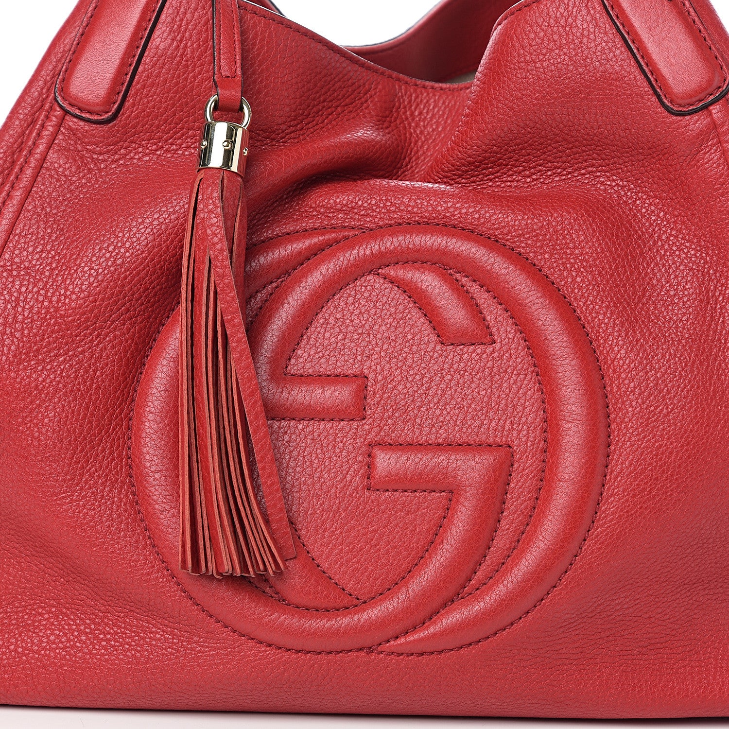 Gucci Pebbled Calfskin Medium Soho Shoulder Bag Red 8 of 10