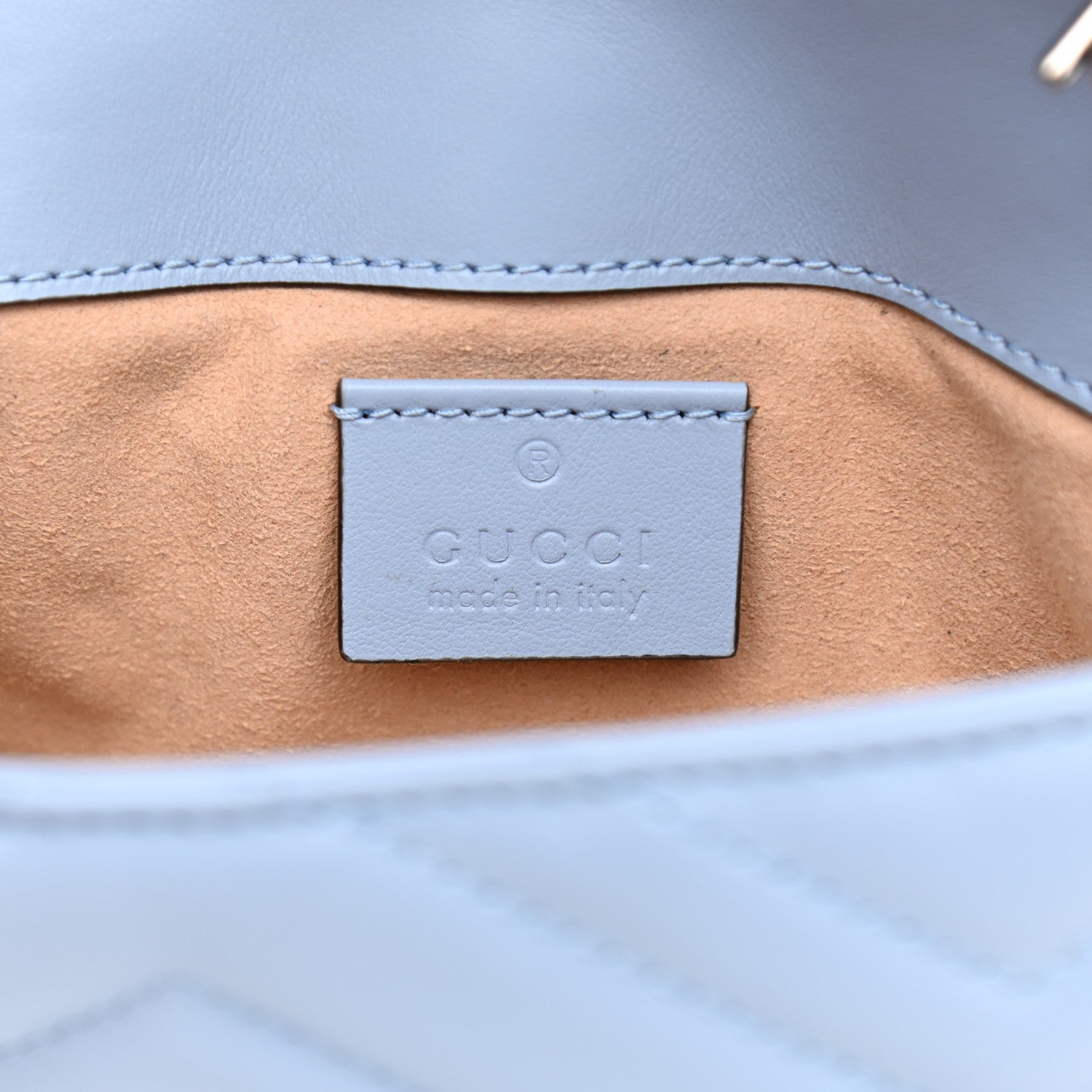Gucci Calfskin Matelasse Super Mini GG Marmont Shoulder Bag Porcelain Light Blue 6 of 11