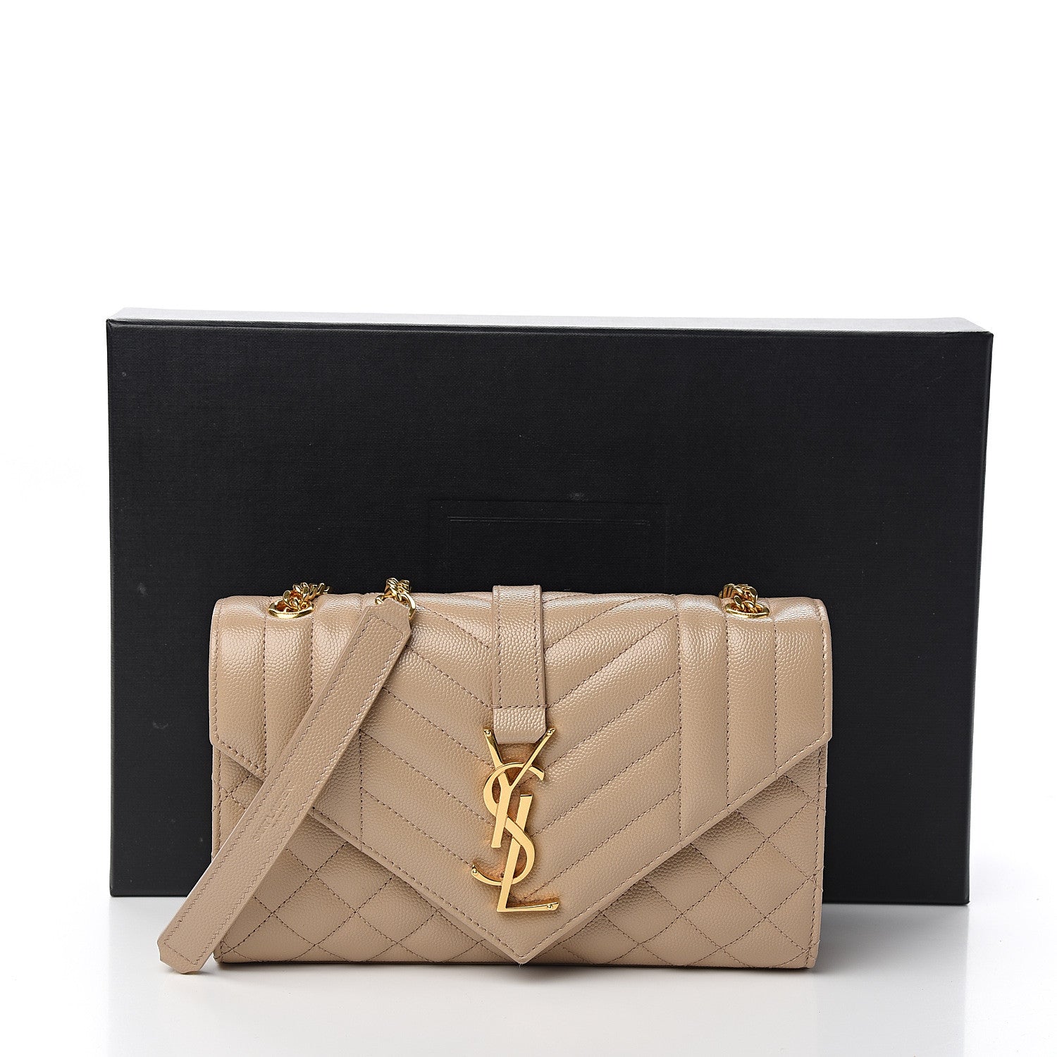 Saint Laurent Grain De Poudre Textured Mixed Matelasse Triquilt Small Monogram Satchel Dark Beige 9 of 9