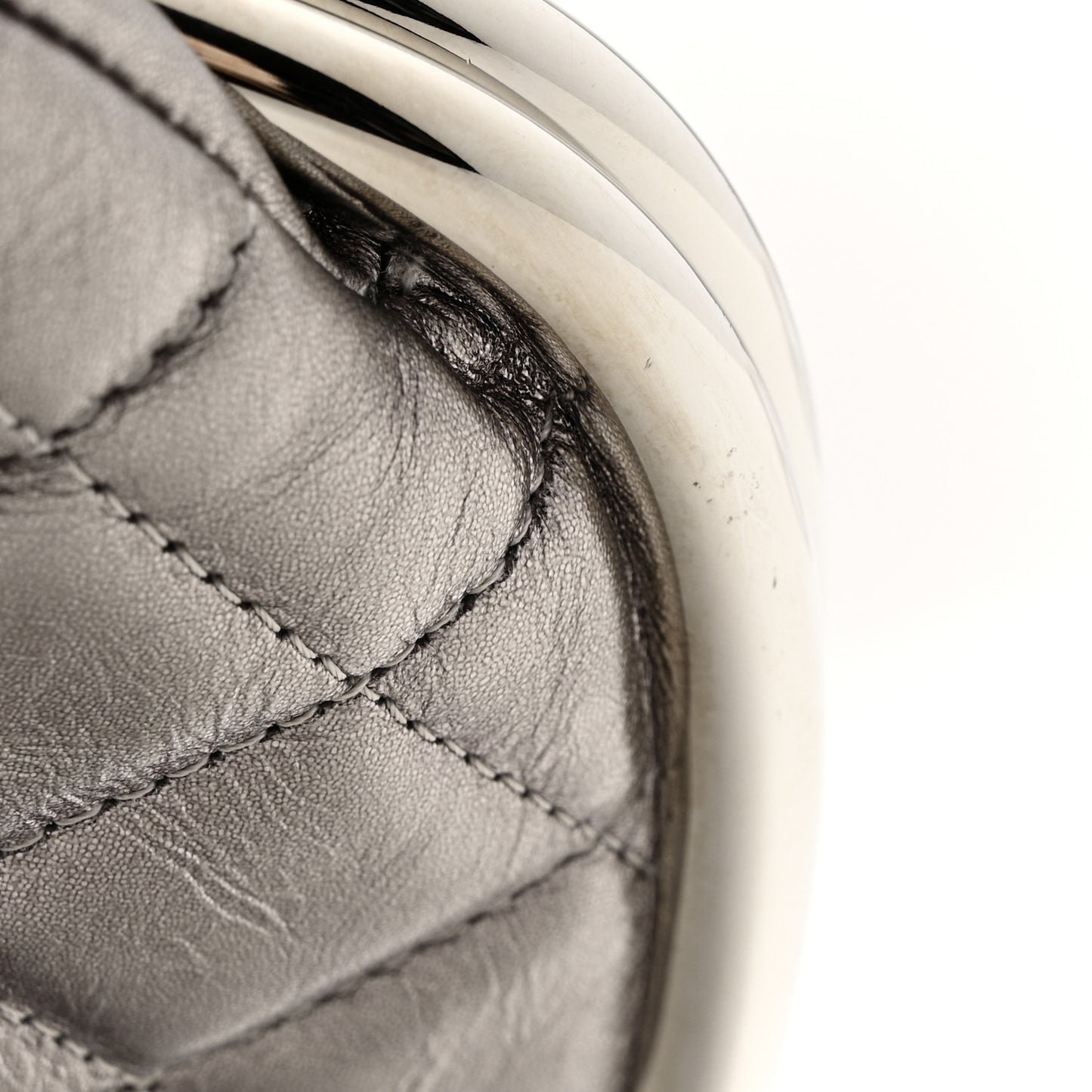 Metallic Aged Calfskin Quilted Timeless Clutch Silver