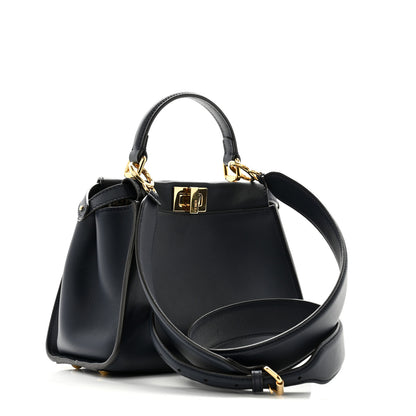 Fendi Vitello Seta Suede FF Mini Peekaboo Iconic Satchel Midnight Miel 3 of 14