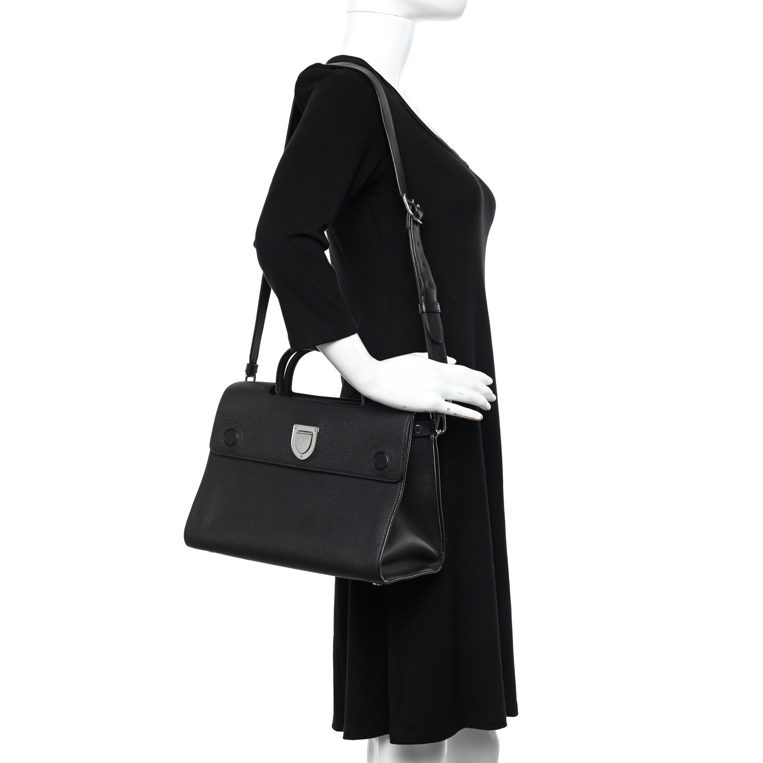 Christian Dior Grained Calfskin Medium Diorever Flap Black 2 of 11