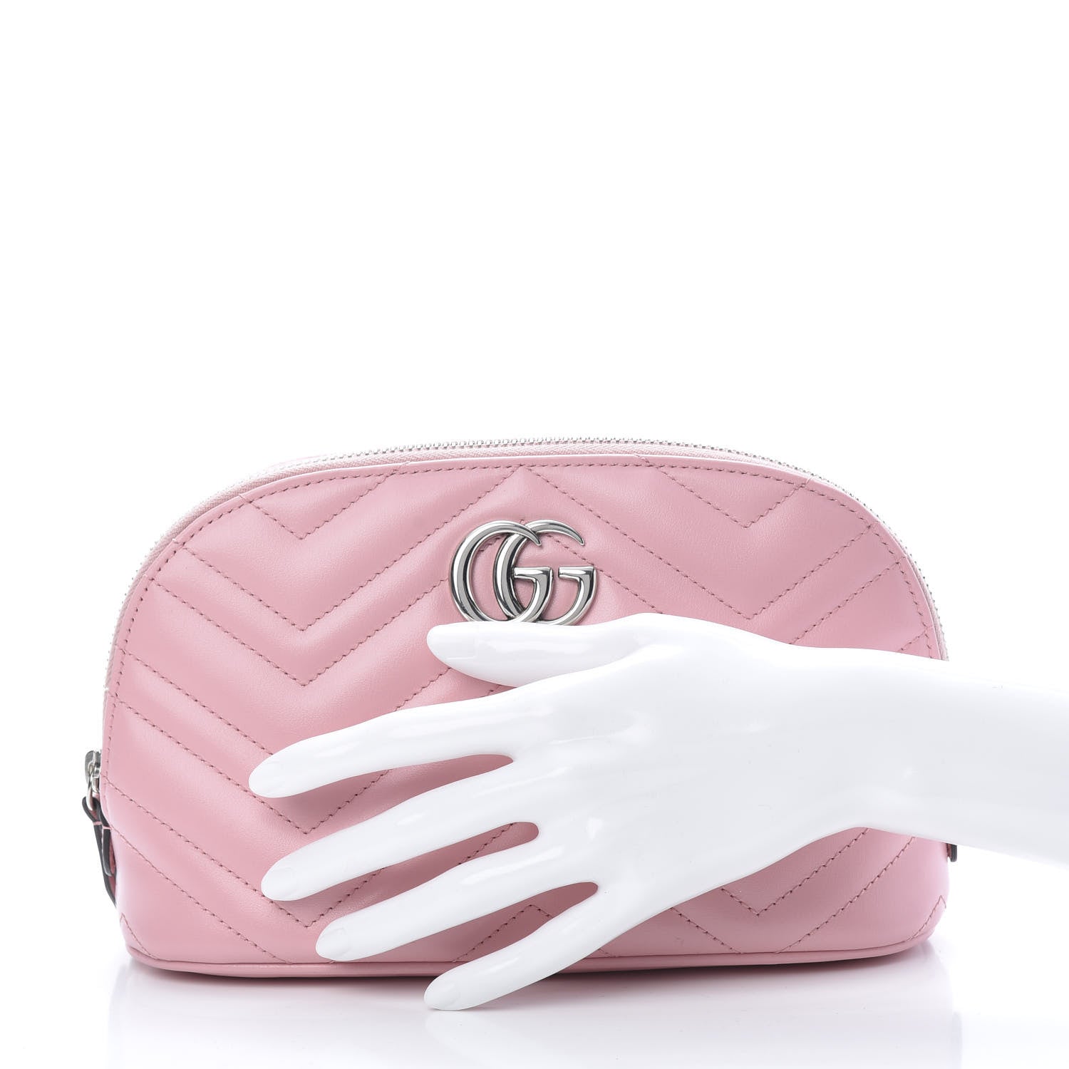 Gucci Calfskin Matelasse Large GG Marmont Pouch Cosmetic Case Wild Rose 2 of 7