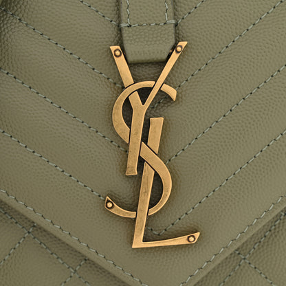 Saint Laurent Grain De Poudre Textured Mixed Matelasse Triquilt Medium Monogram Satchel Light Sage 13 of 13