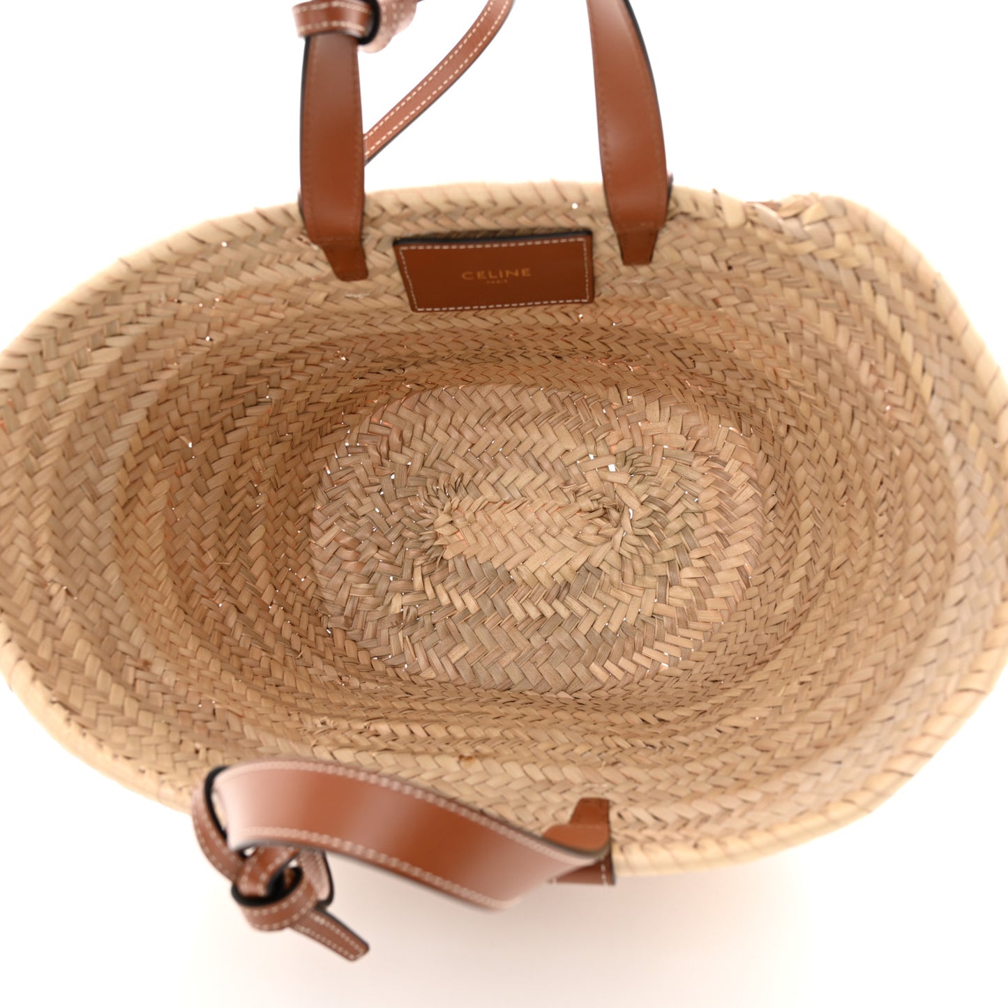 Raffia Calfskin Triomphe Teen Panier Tan