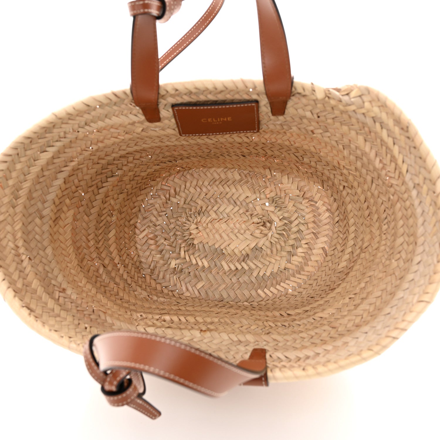 Celine Raffia Calfskin Triomphe Teen Panier Tan 5 of 9