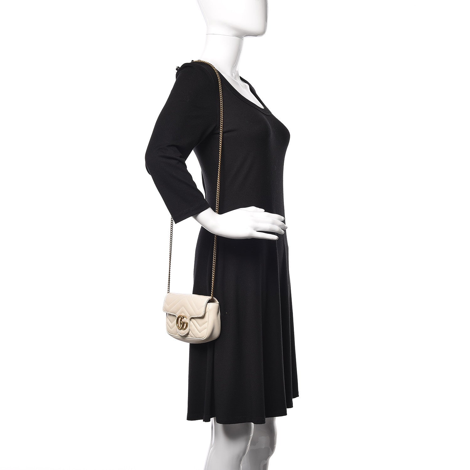 Gucci Calfskin Matelasse Super Mini GG Marmont Shoulder Bag White 2 of 17