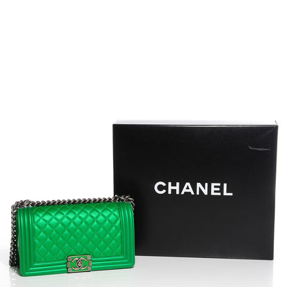 Chanel Metallic Calfskin Quilted Medium Boy Flap Green 9 of 11