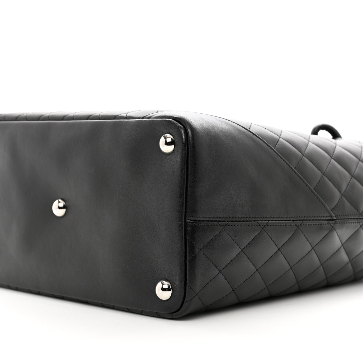 Calfskin Quilted Large Cambon Tote Black White