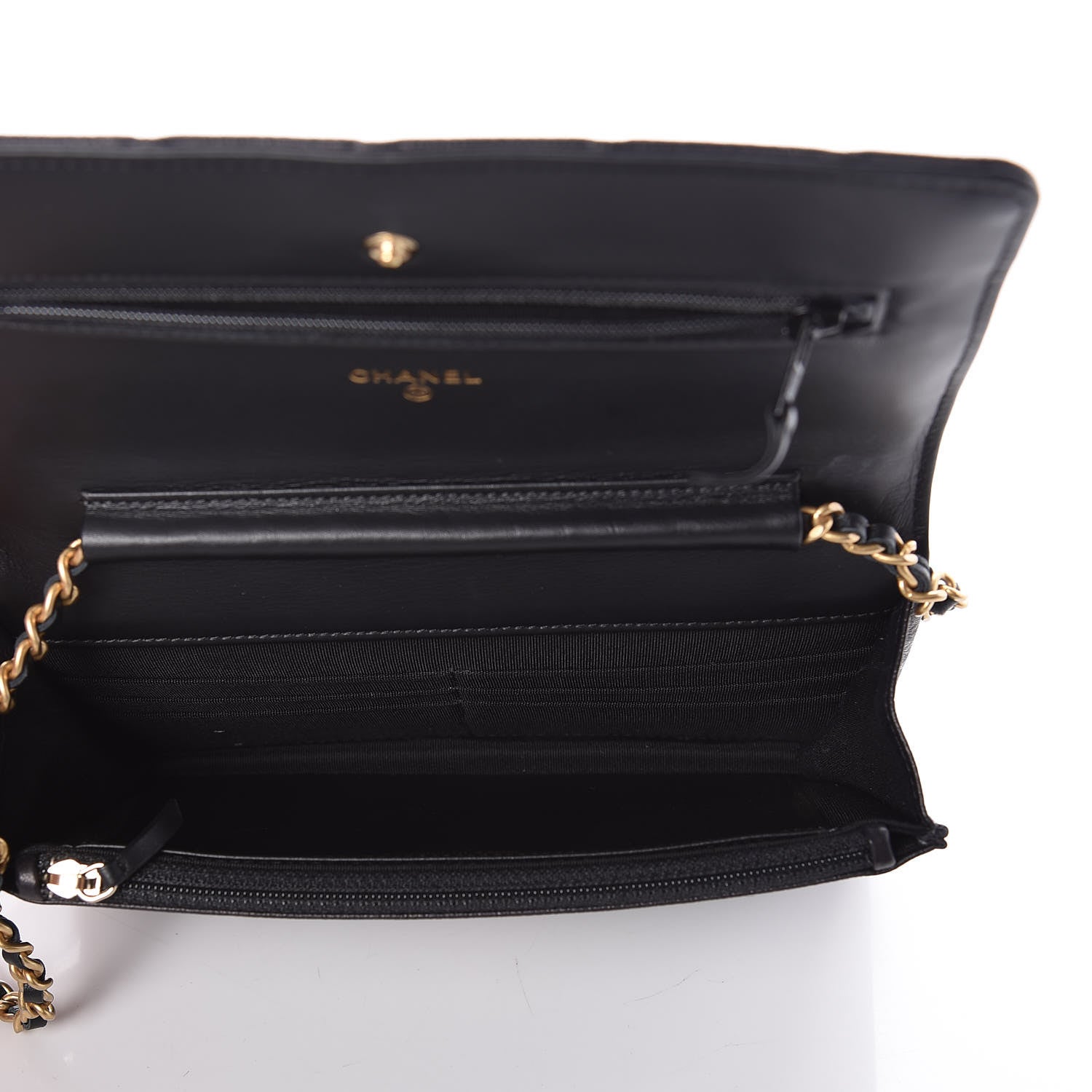 Chanel Letter Calfskin Embossed Quilted Wallet On Chain WOC Black 5 of 9