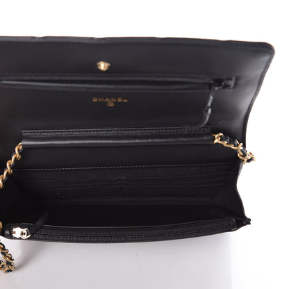Chanel Letter Calfskin Embossed Quilted Wallet On Chain WOC Black 5 of 9