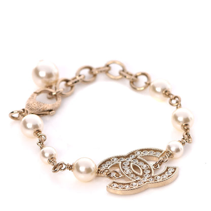 Chanel Pearl Crystal CC Bracelet Gold 1 of 5