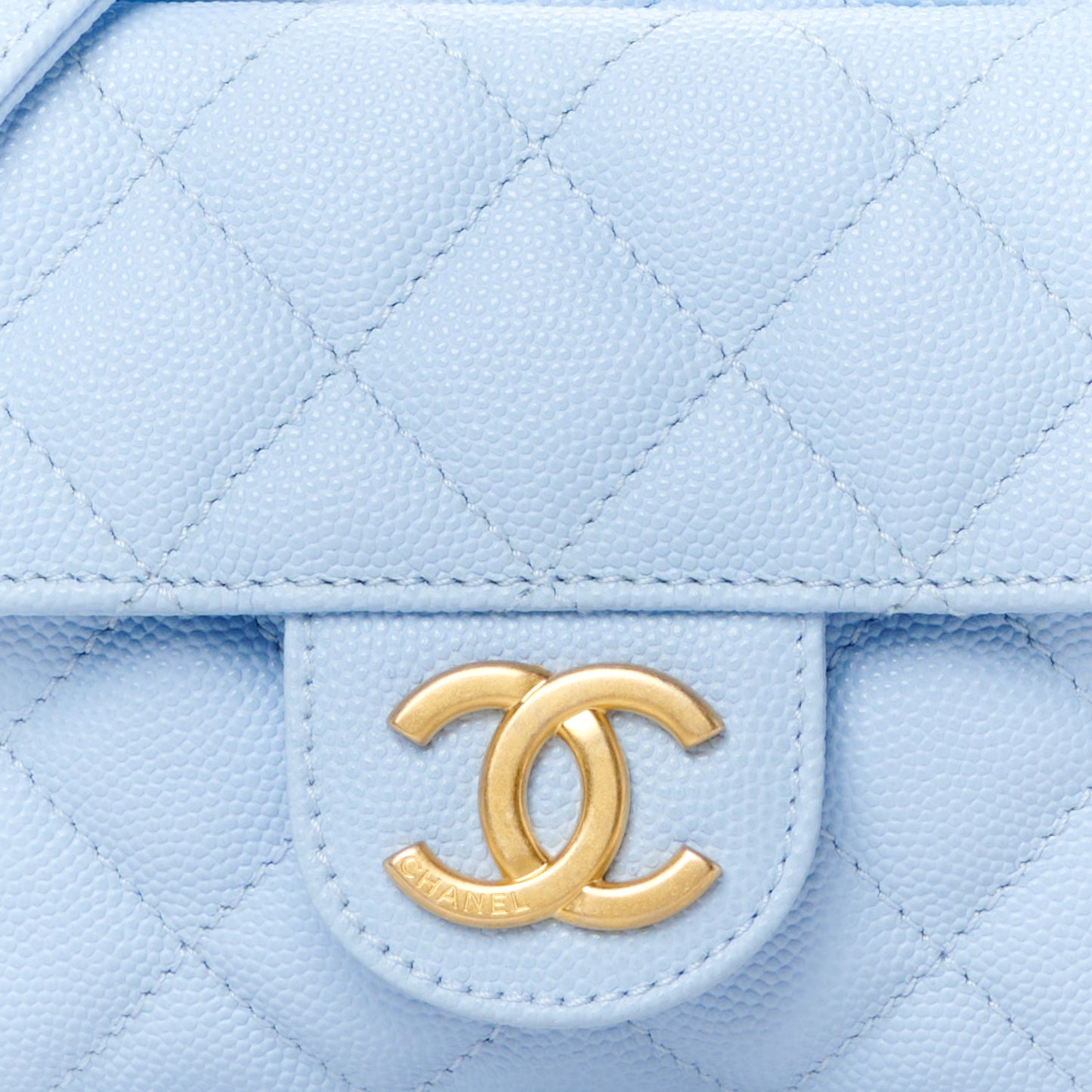 Caviar Quilted Small Wavy CC Hobo Light Blue