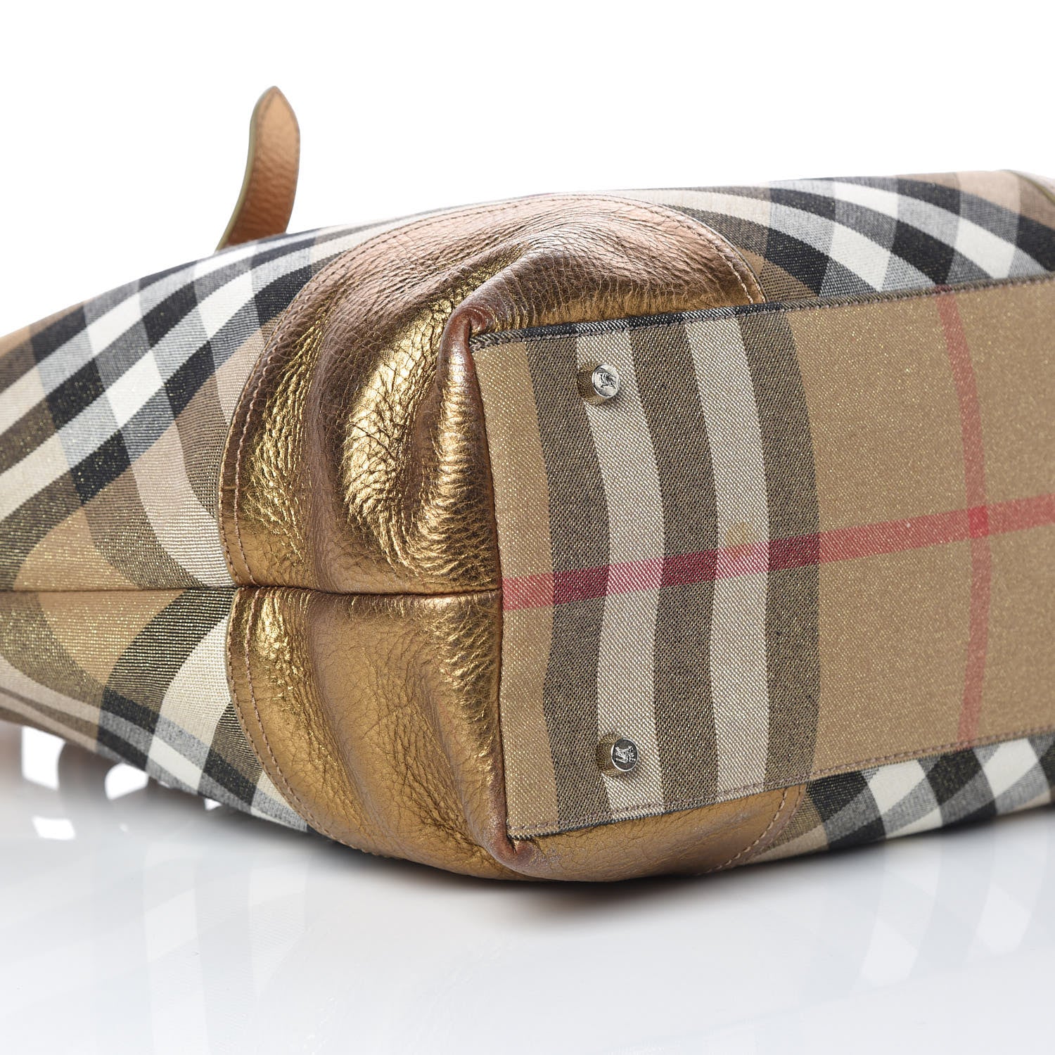 Burberry Shimmer Check Byron Tote Gold 8 of 13