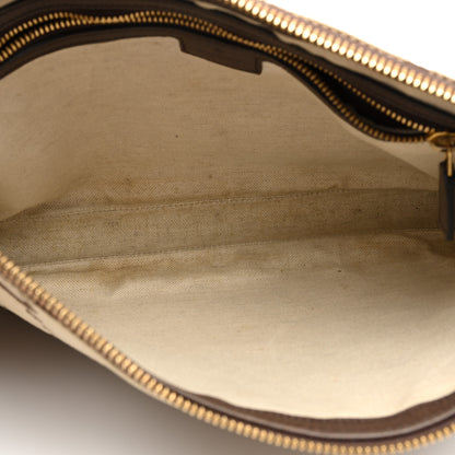 Gucci Monogram Jumbo GG Textured Dollar Calfskin Web Wristlet Messenger Bag Camel Ebony New Acero 5 of 10