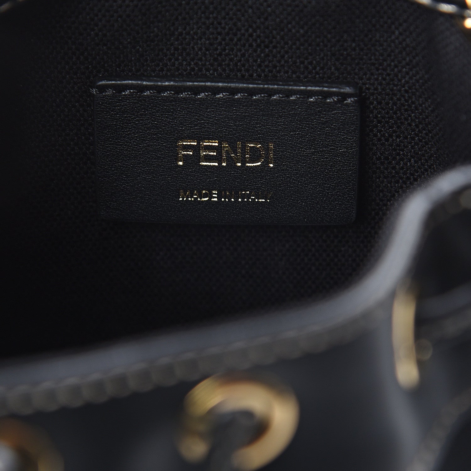 Fendi Canvas Vitello King F is Fendi FF Embroidered Mini Mon Tresor Bucket Bag Black 5 of 7