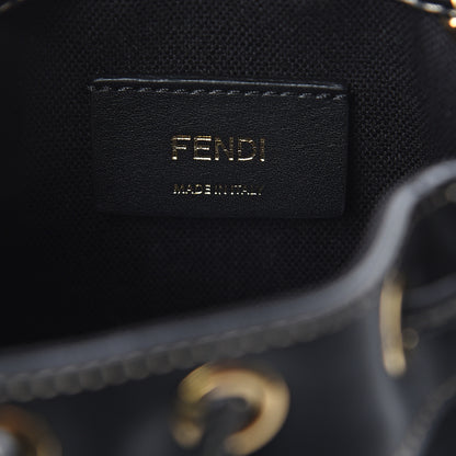 Fendi Canvas Vitello King F is Fendi FF Embroidered Mini Mon Tresor Bucket Bag Black 5 of 7