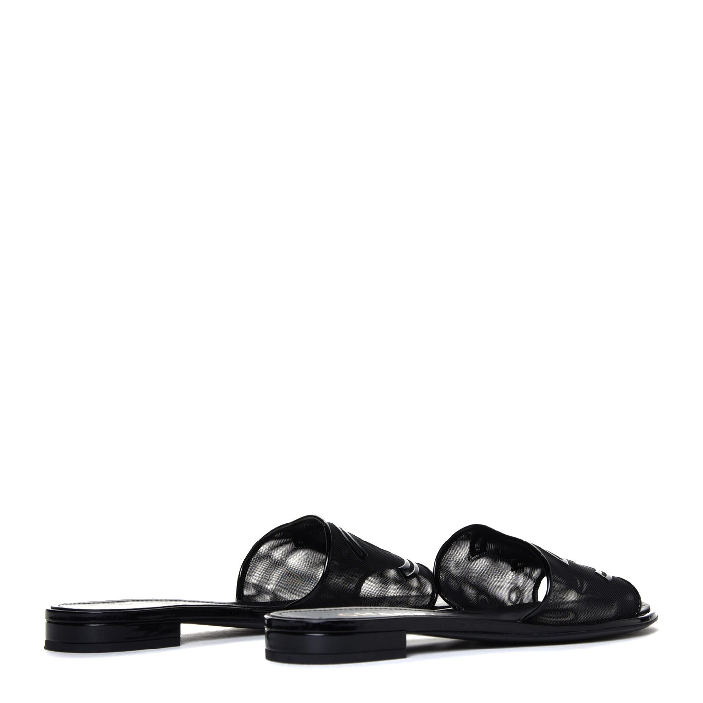 Mesh Patent Calfskin CC Mules 39 Black