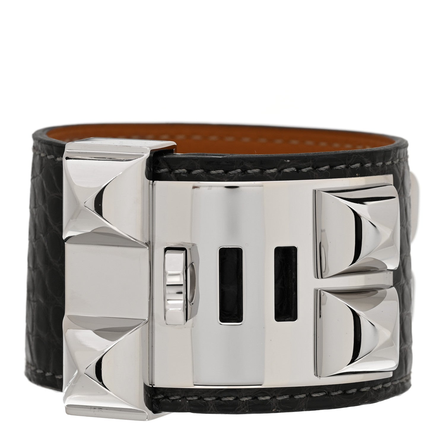 Hermes Matte Alligator Collier De Chien CDC Bracelet S Graphite 3 of 5