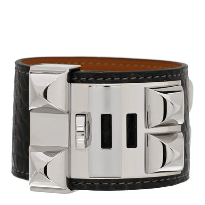 Hermes Matte Alligator Collier De Chien CDC Bracelet S Graphite 3 of 5