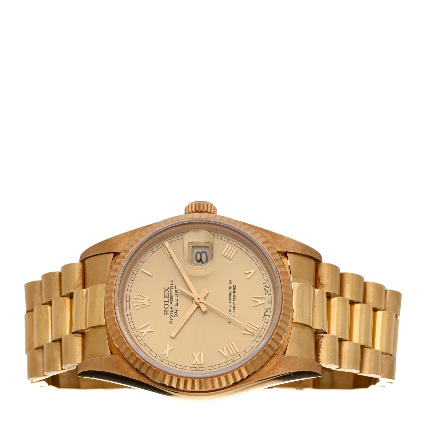 18K Yellow Gold 36mm Oyster Perpetual Day-Date President Watch Champagne Roman 16018