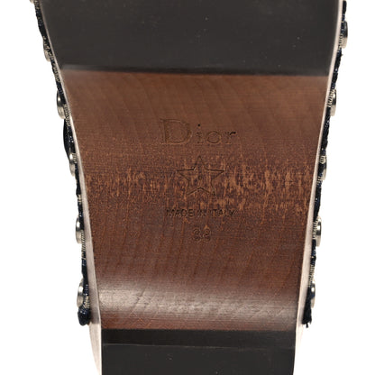 Christian Dior Canvas Oblique Diorquake 20mm Slingback Clogs 38 Deep Blue 6 of 9