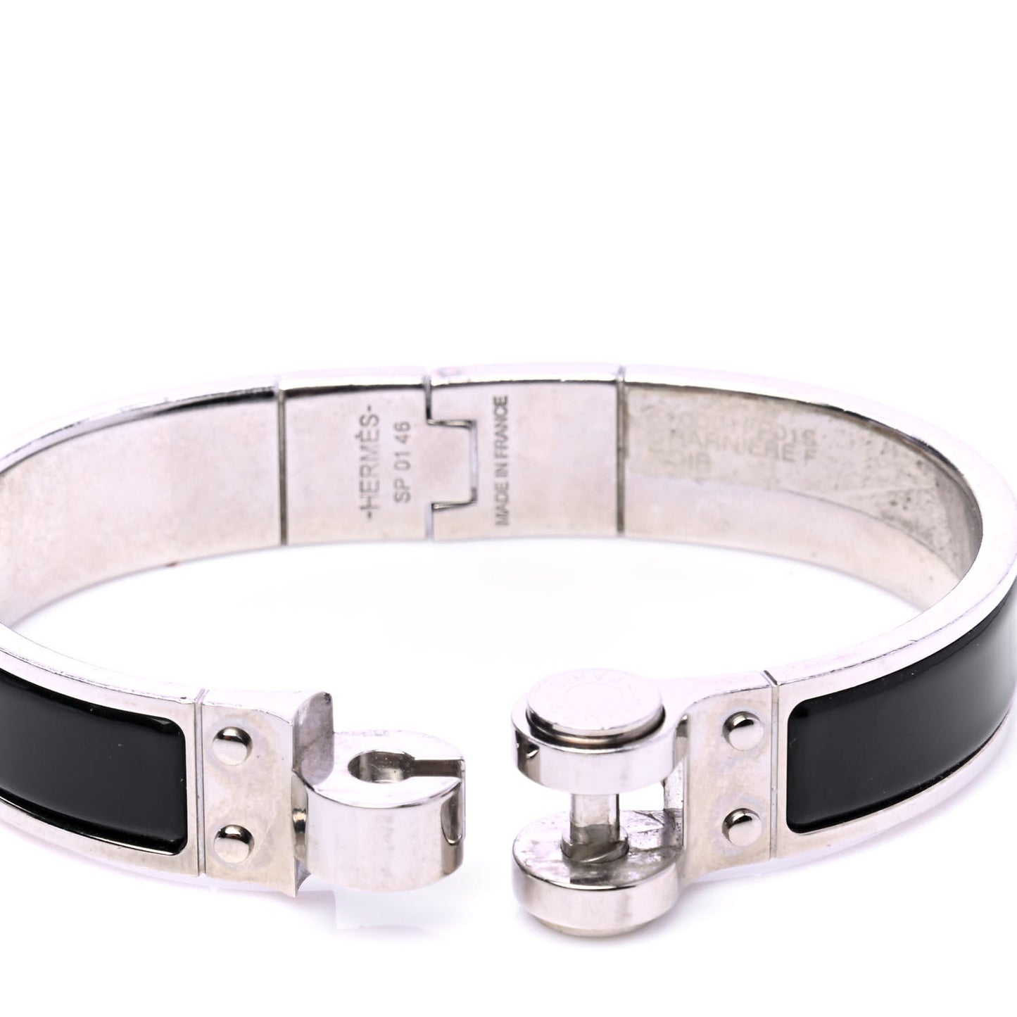 Enamel Charniere Uni Narrow Hinged Bracelet S Black
