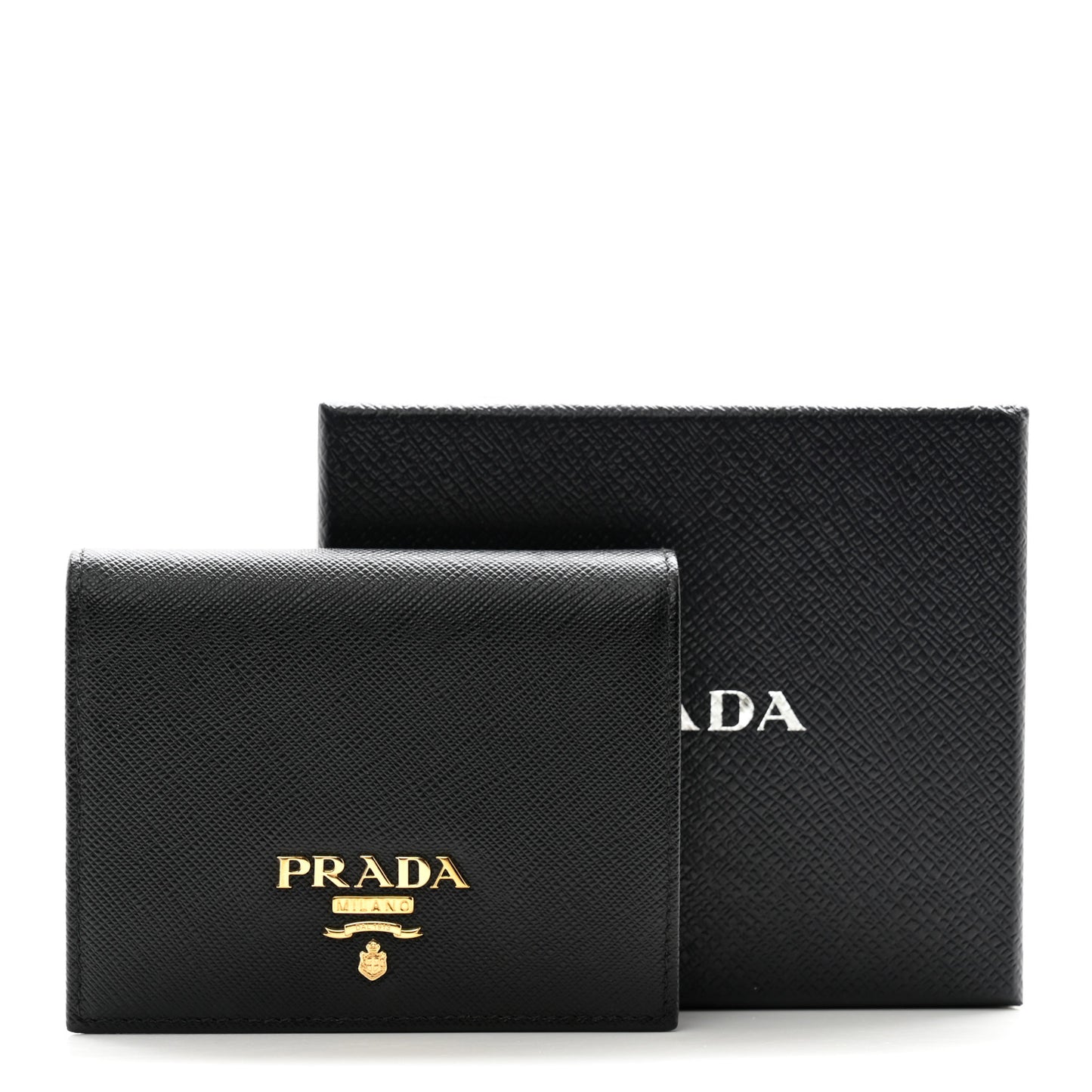 Saffiano Metal Bi-Fold Wallet Black