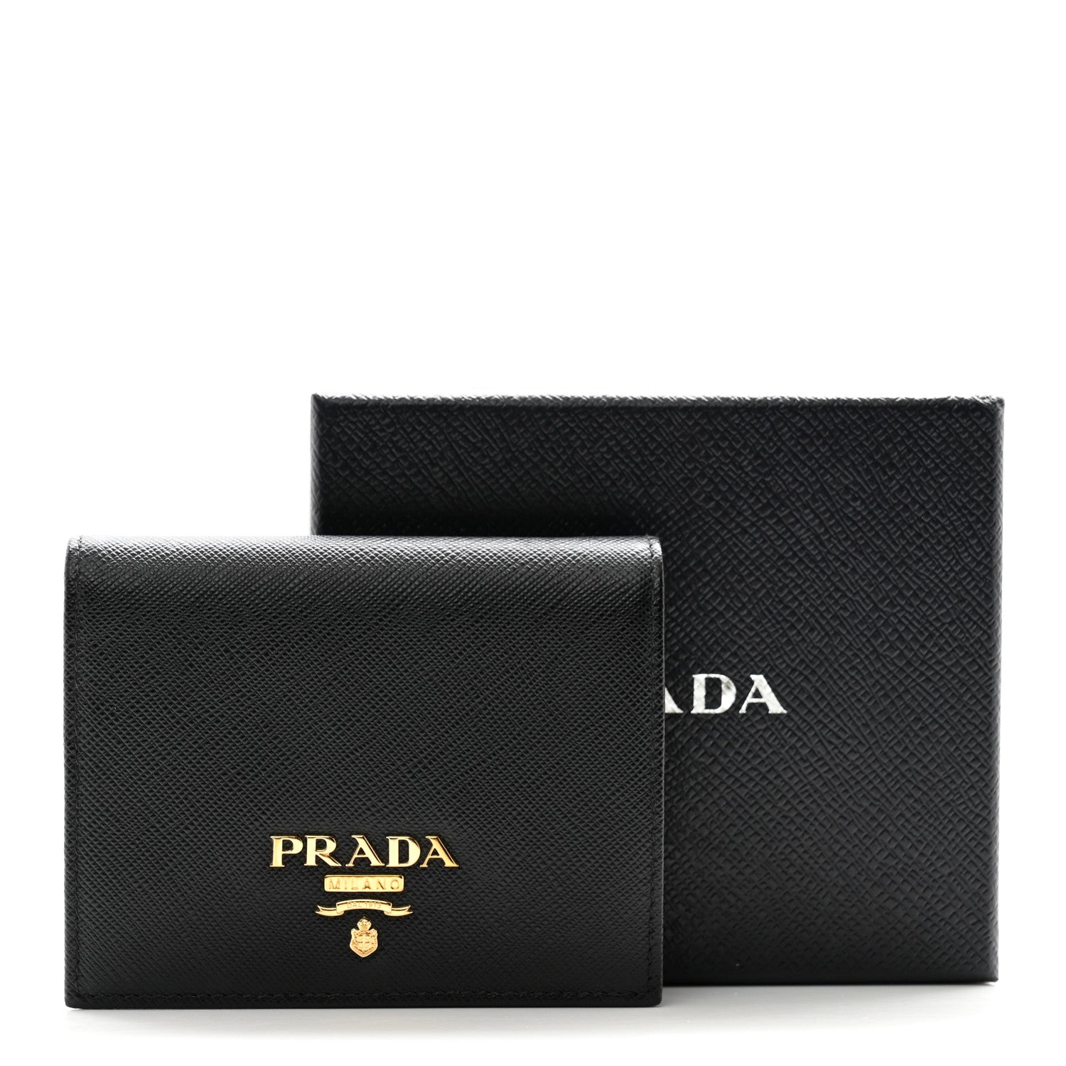 Prada Saffiano Metal Bi-Fold Wallet Black 8 of 8