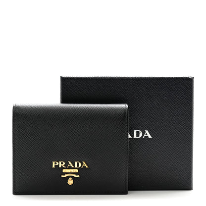 Prada Saffiano Metal Bi-Fold Wallet Black 8 of 8