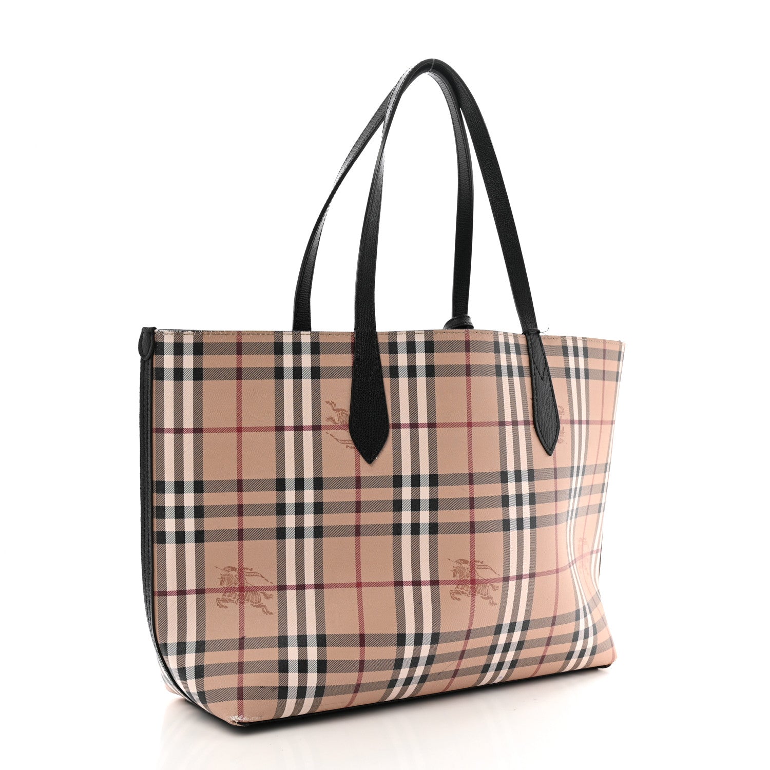 Burberry Grainy Calfskin Haymarket Check Medium Reversible Tote Black 3 of 12