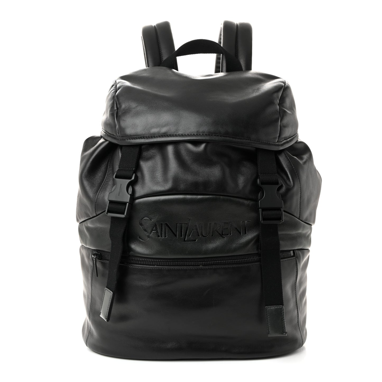 Lambskin Logo Debossed Backpack Black