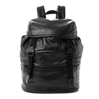 Saint Laurent Lambskin Logo Debossed Backpack Black 1 of 11