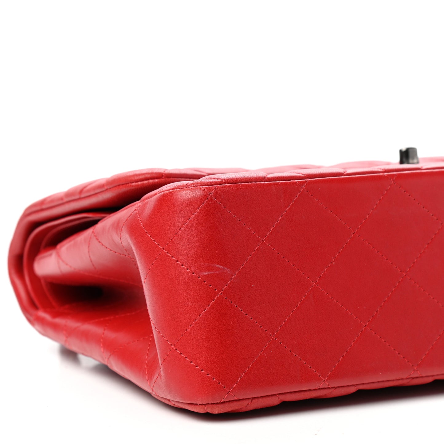 Lambskin Quilted Jumbo Double Flap Red