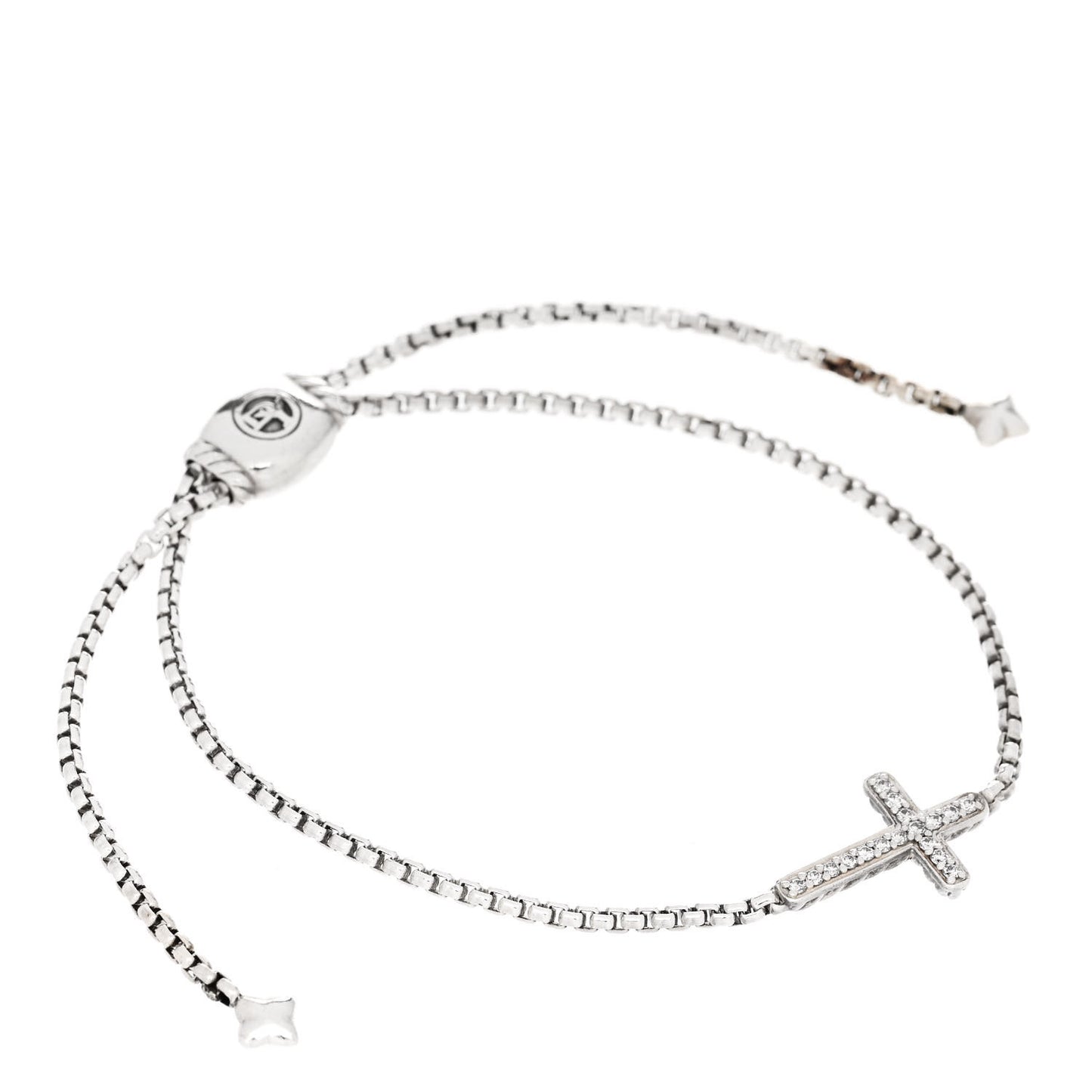 Sterling Silver Diamond Petite Pave Cross Bracelet