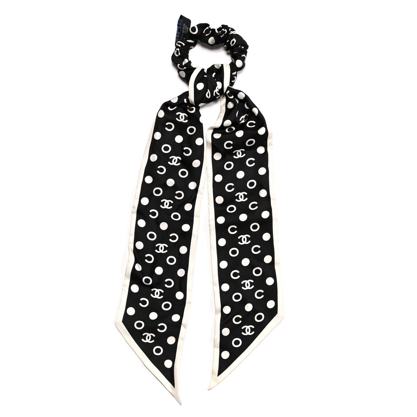 Silk CC Twilly Hair Tie Black White