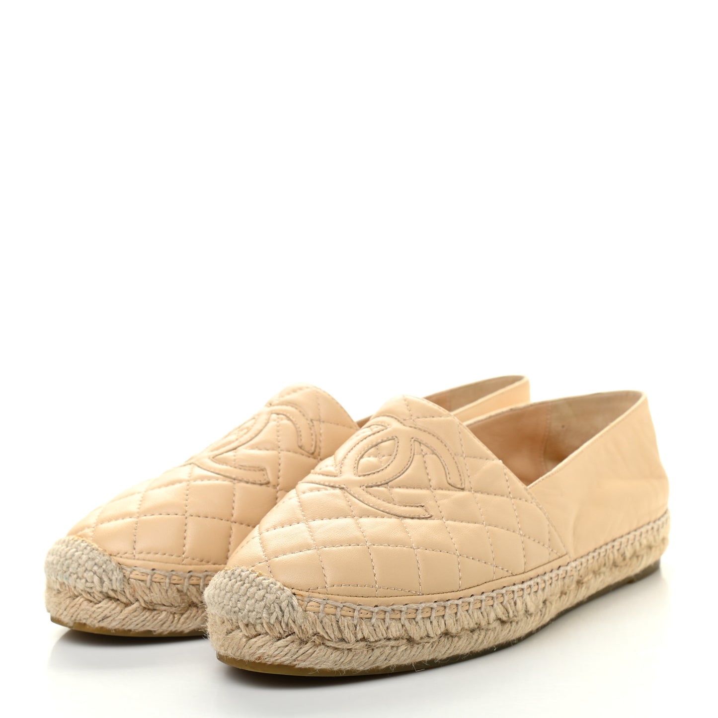 Lambskin Quilted CC Espadrilles 39 Beige