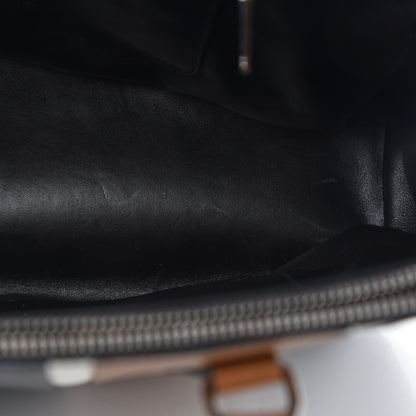 Prada Saffiano Baiadera Striped Medium Galleria Double Zip Tote Caramel Black White 13 of 14