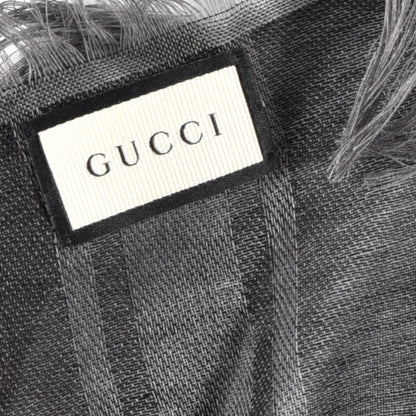 Gucci Wool Silk GG Monogram Diamante Plaid Surviee Shawl Graphite Black 2 of 3