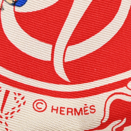 Hermes Silk Ex-Libris Les Parisie Twilly Creme Rouge Bleu 3 of 4