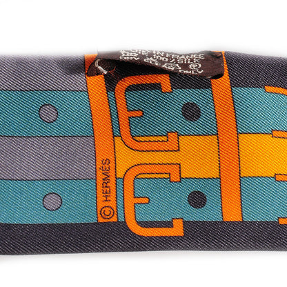 Hermes Silk Rocabar Twilly Gris Orange Vert 3 of 4