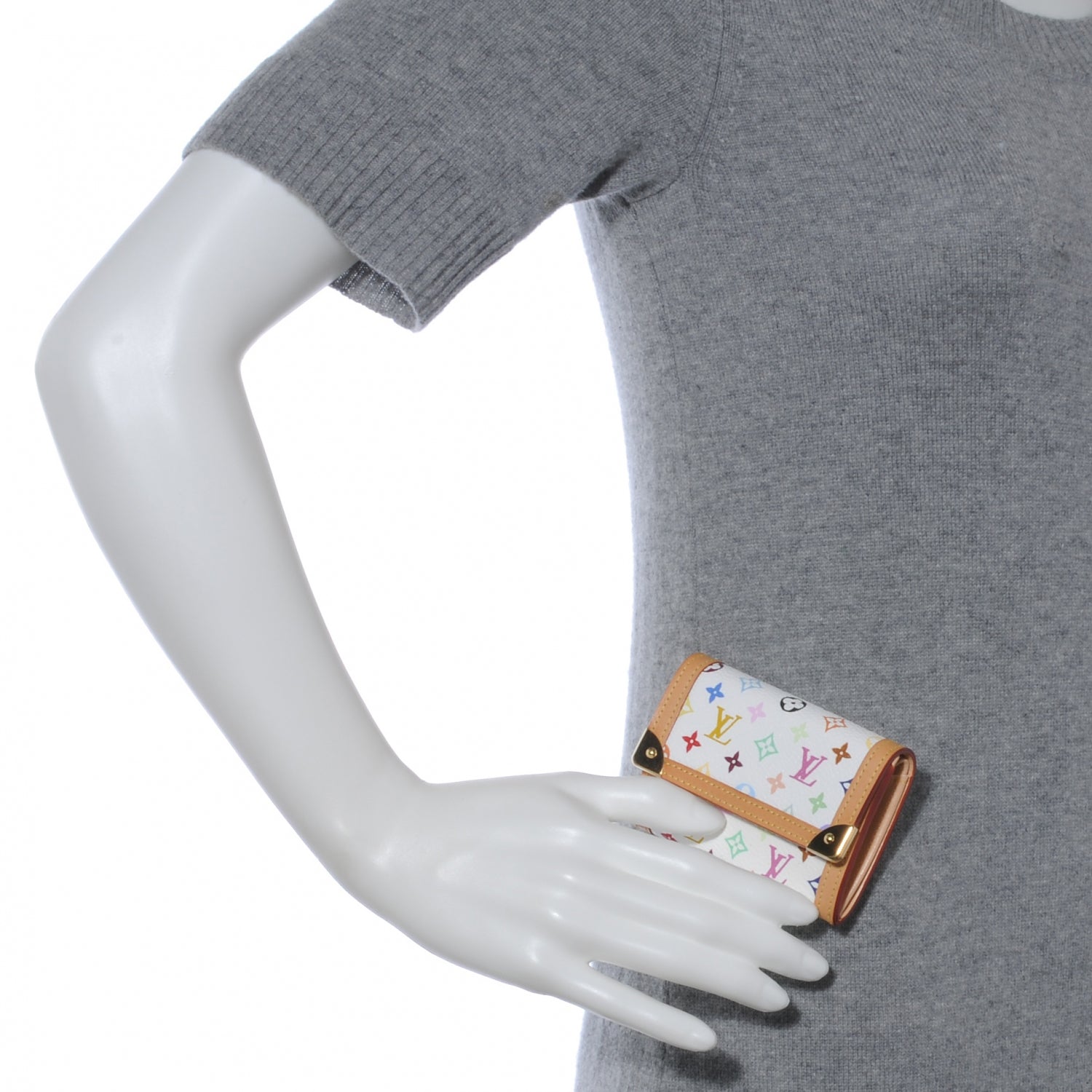 Louis Vuitton Monogram Multicolor Porte-Monnaie Plat Coin Purse White 2 of 7