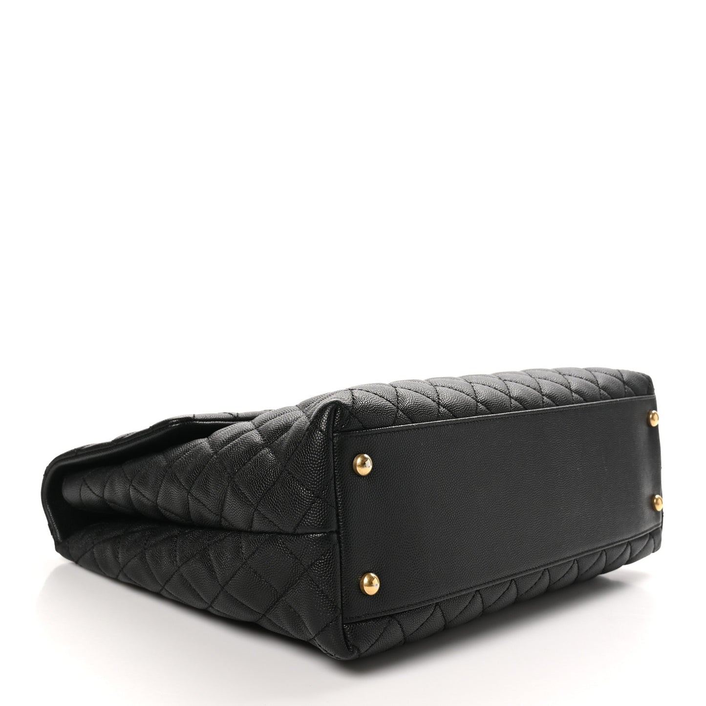 Caviar Quilted Large Coco Handle Flap Black
