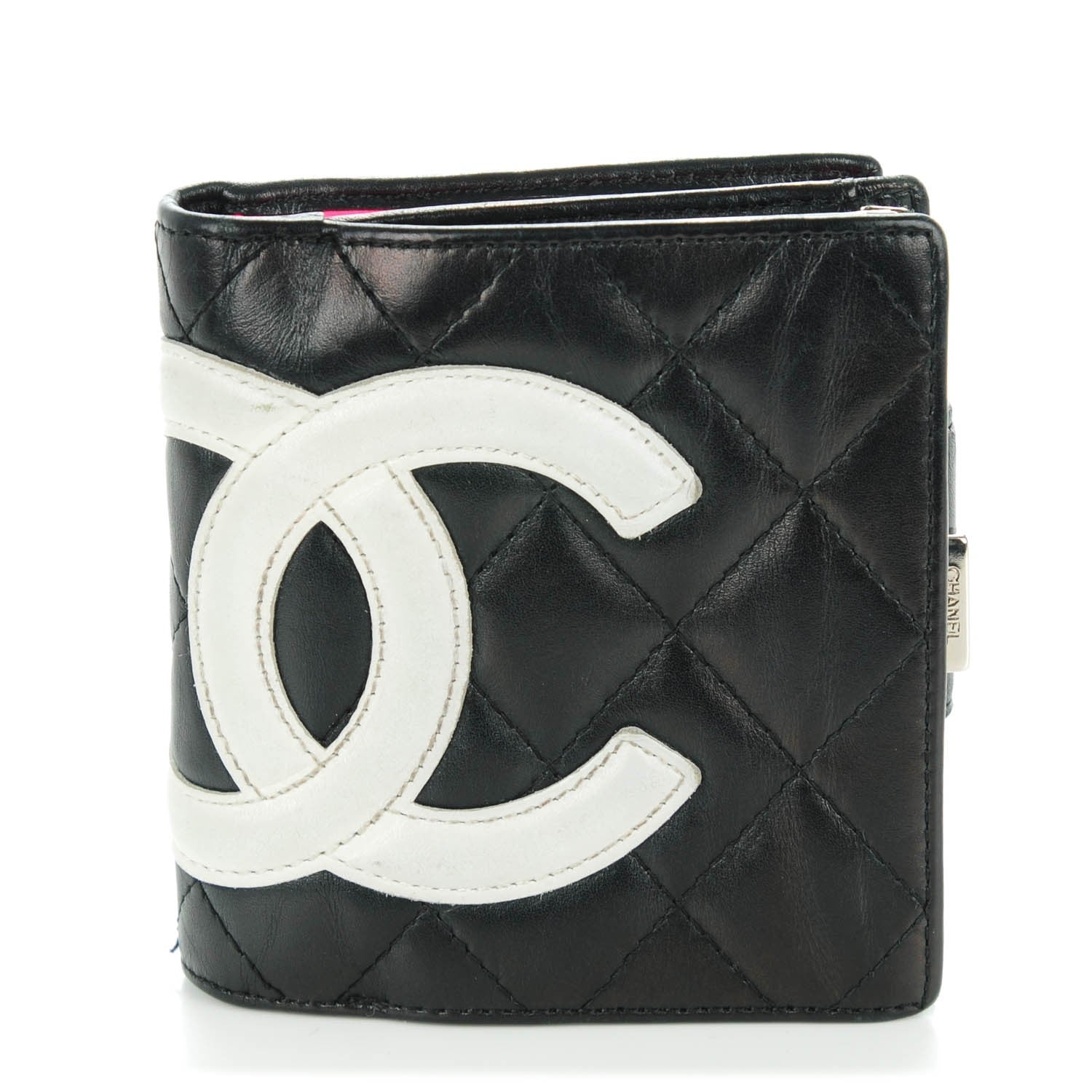 Chanel Calfskin Quilted Cambon Bi-fold Wallet Black White 1 of 8
