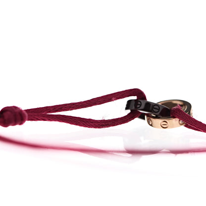 Cartier 18K Pink Gold Ceramic 4 Diamond LOVE Cord Bracelet Magenta 5 of 6