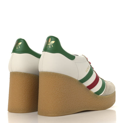 Gucci X ADIDAS Suede Madeira Gazelle Wedge Sneakers 40.5 Oatmeal White New Shamarock Hibiscus Red 5 of 10