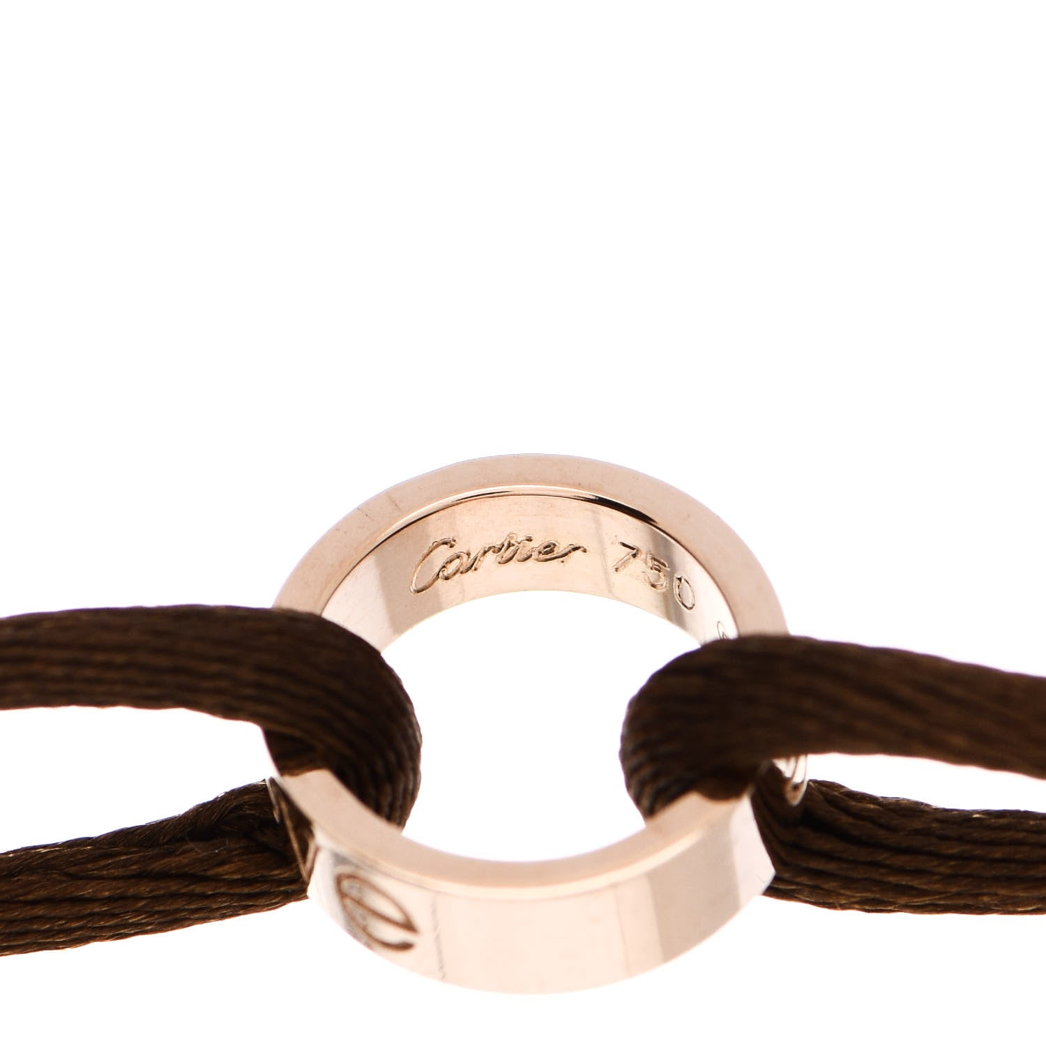 Cartier 18K Pink Gold Charity LOVE Adjustable Cord Bracelet Brown 3 of 4