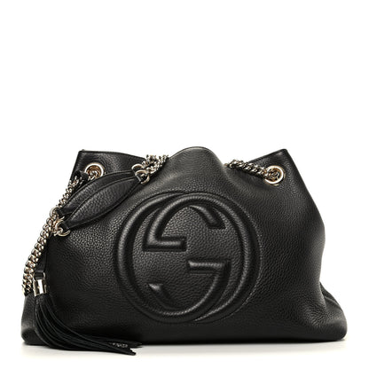 Gucci Pebbled Calfskin Medium Soho Chain Shoulder Bag Black 1 of 9