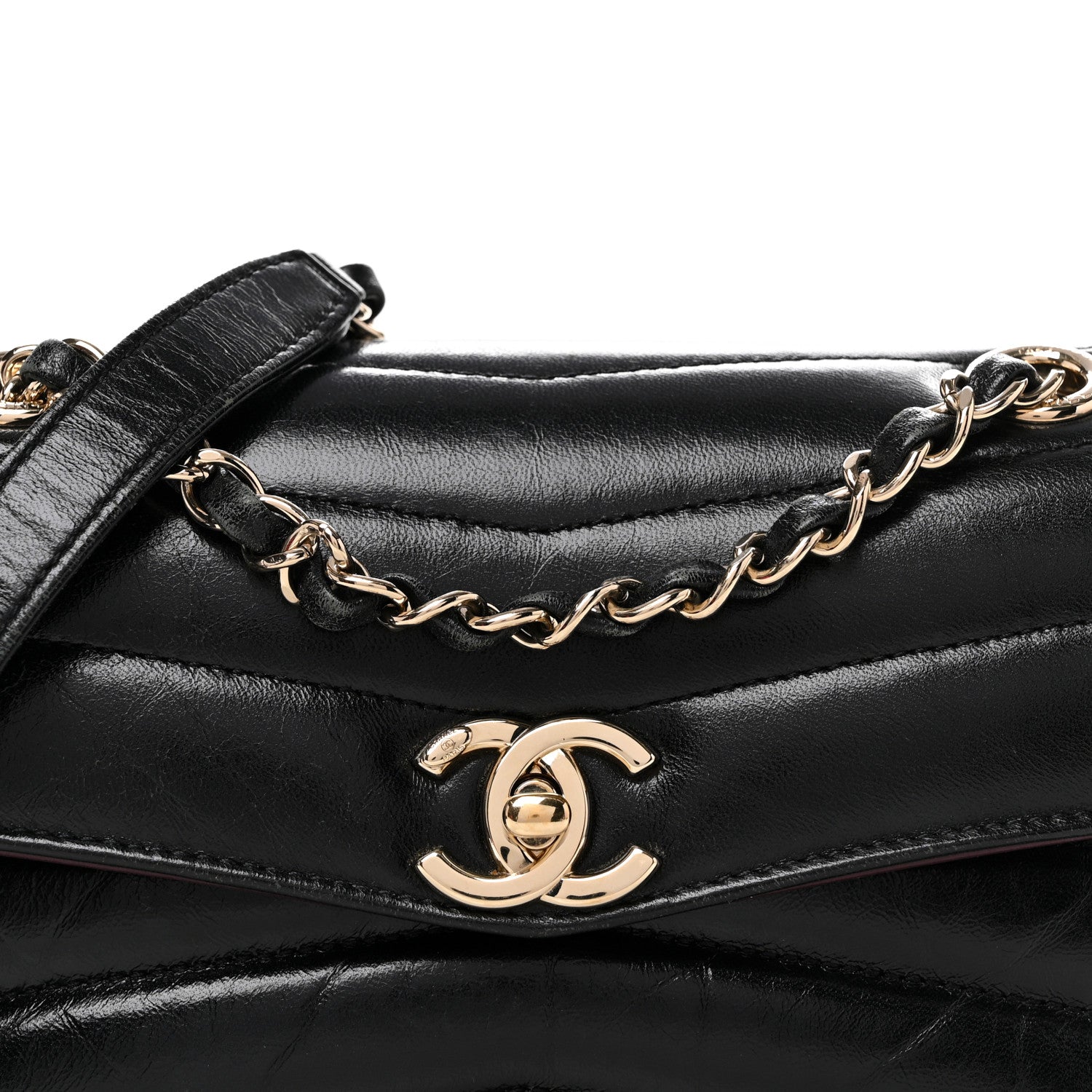 Chanel Shiny Lambskin Quilted Small Chevron Miroir Black 8 of 12