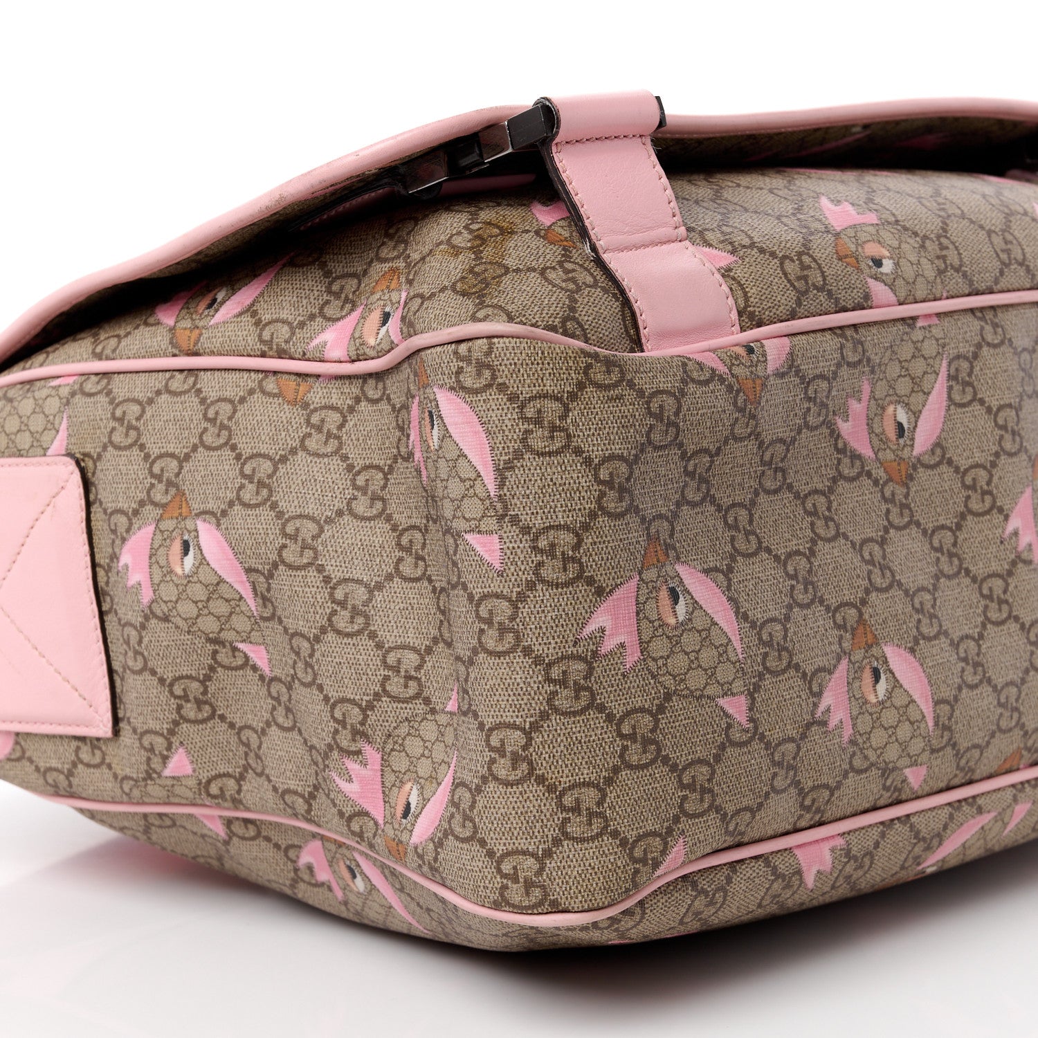 Gucci GG Supreme Monogram Zoo Birds Messenger Print Diaper Bag Pink 12 of 19